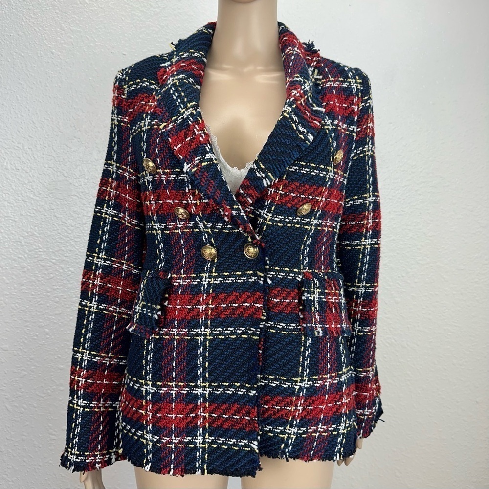 Sonja Morgan blazer Red Plaid tartan Tweed Fringe ASO Heritagecore preppy money